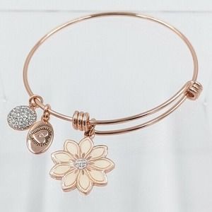 Footnotes Stainless Steel Wildflower Expandable Bracelet Rose Gold Tone